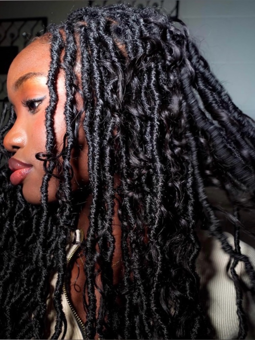 18” Boho Synthetic Faux Locs Crochet Hair‎ with Human Hair Curls 80 Strands #TA1